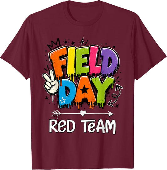 Funny Red Team Field Day 2026 Drip Teacher Boy Girl Kids T-Shirt - T-Shirt | Maroon