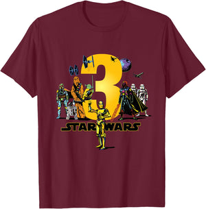Star Wars Classic Characters Third Birthday 3 Years Old T-Shirt - T-Shirt | Maroon