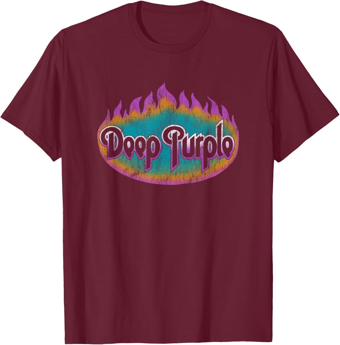Deep Purple Flames Logo T-Shirt - T-Shirt | Maroon