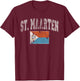 Vintage Retro Faded St Maarten Flag T-Shirt - T-Shirt | Maroon
