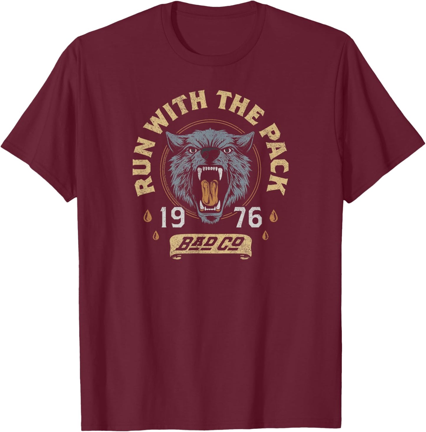 Bad Company - Run with The Pack 1976 Black T-Shirt - T-Shirt | Maroon