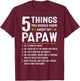 5 Things You Should Know About My Papaw Funny Fathers Day T-Shirt - T-Shirt | Maroon