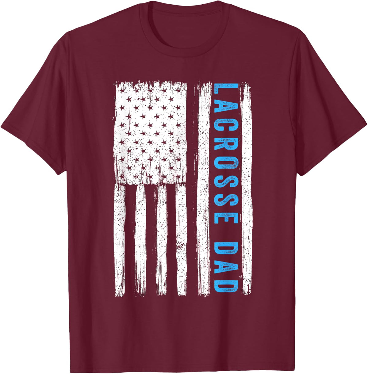 Vintage Lacrosse Dad American US Flag Best Father Papa Men T-Shirt - T-Shirt | Maroon