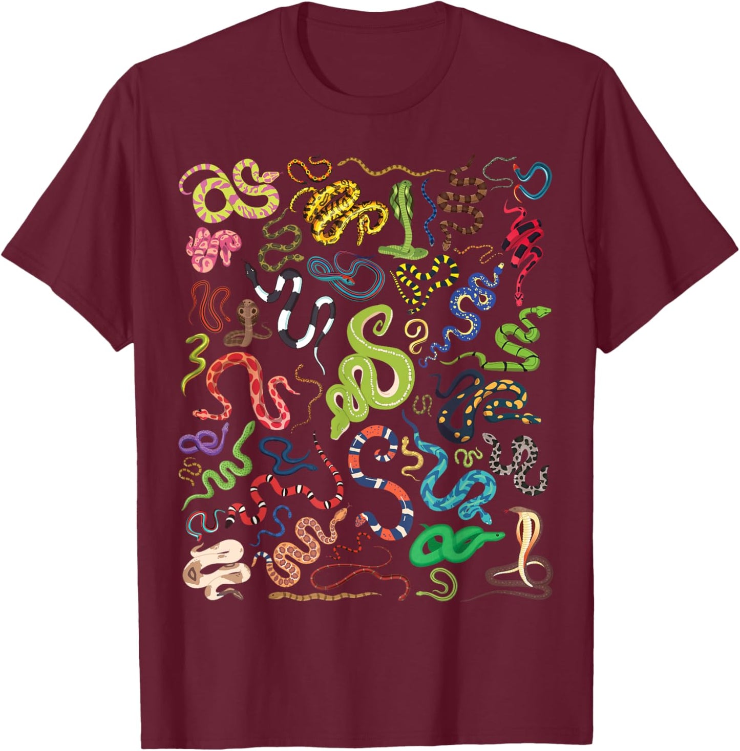 Types Of Snakes Educational Herpetologist Kids Boys Girls T-Shirt - T-Shirt | Maroon