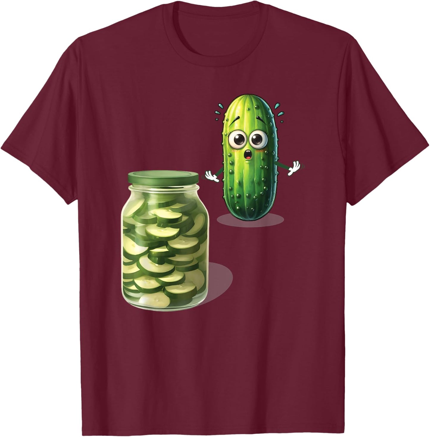 Cucumber Meme Funny Halloween Costume Shocked Pickle T-Shirt - T-Shirt | Maroon
