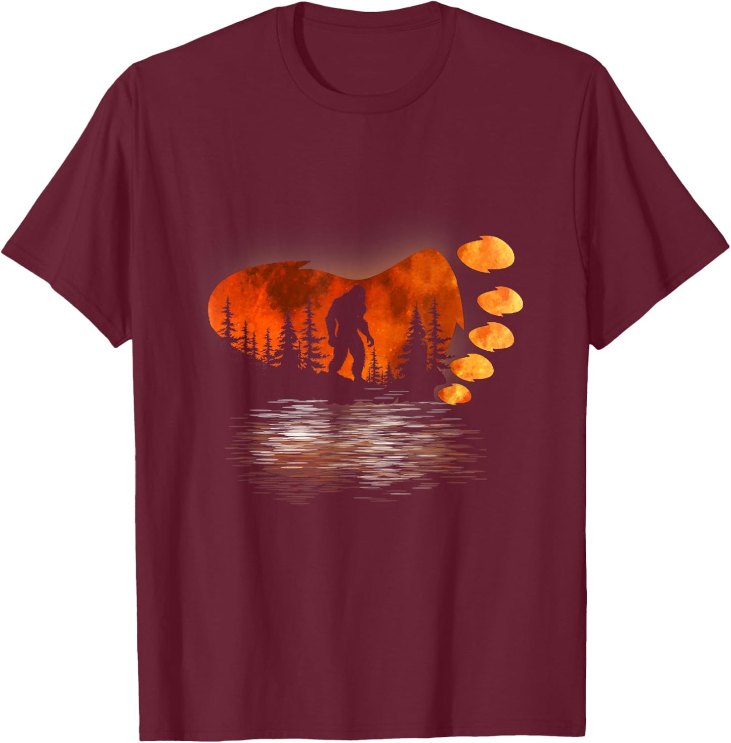 Bigfoot Sasquatch Full Moon In The Forest Women Kids T-Shirt - T-Shirt | Maroon