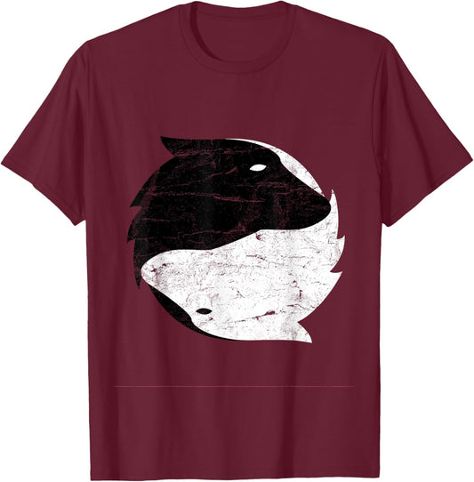 Yin Yang Wolf Shirt Gift Dog Spiritual T-Shirt - T-Shirt | Maroon