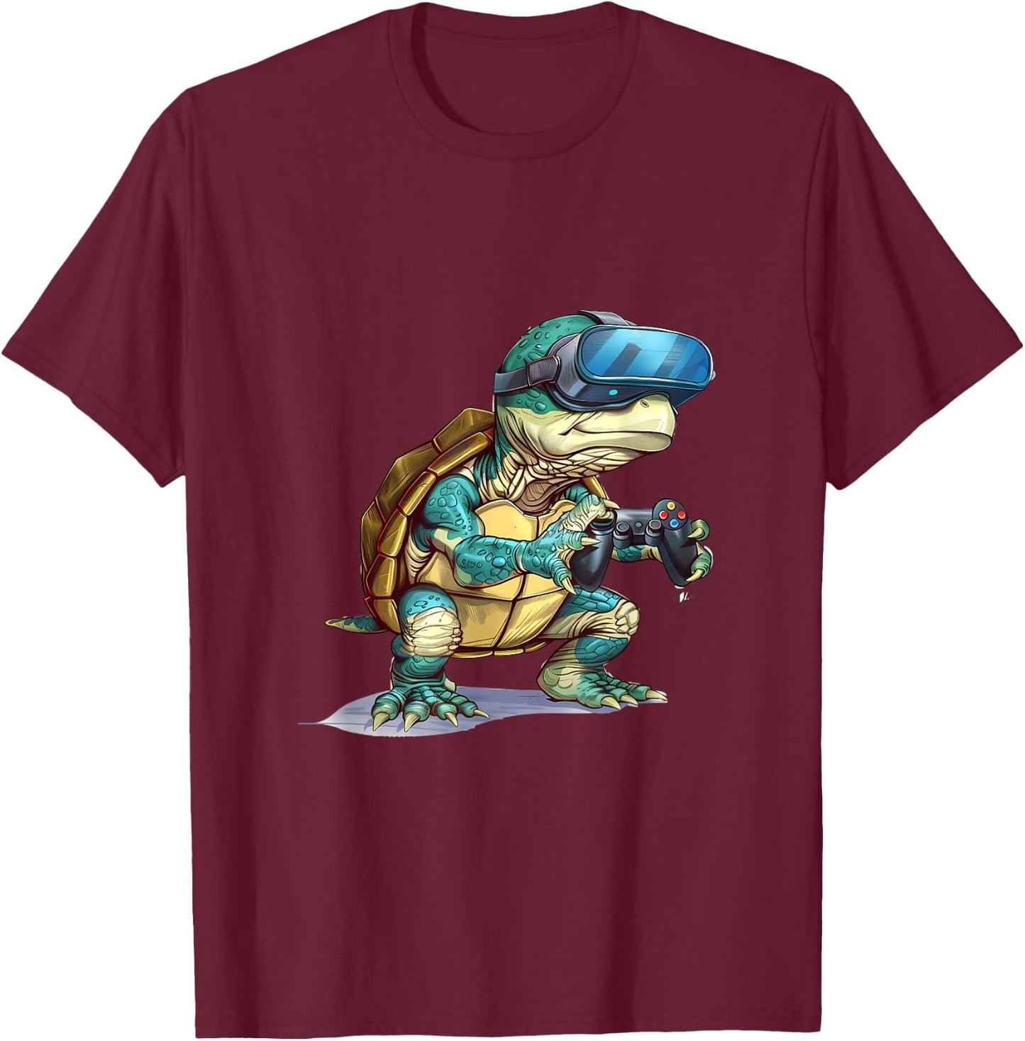 Gaming Animals- Turtle Playing Console Video Games T-Shirt - T-Shirt | Maroon