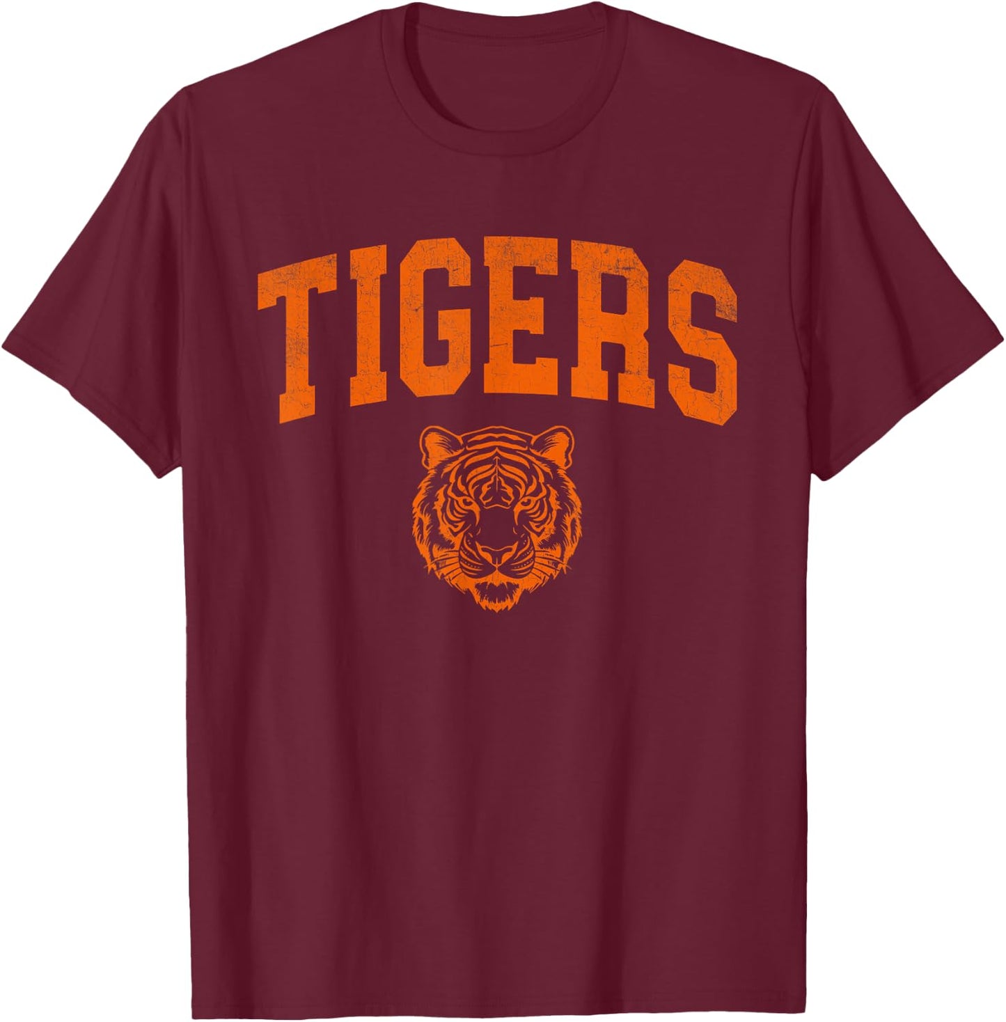 Retro Tigers School Sports Name Women Kids T-Shirt - T-Shirt | Maroon
