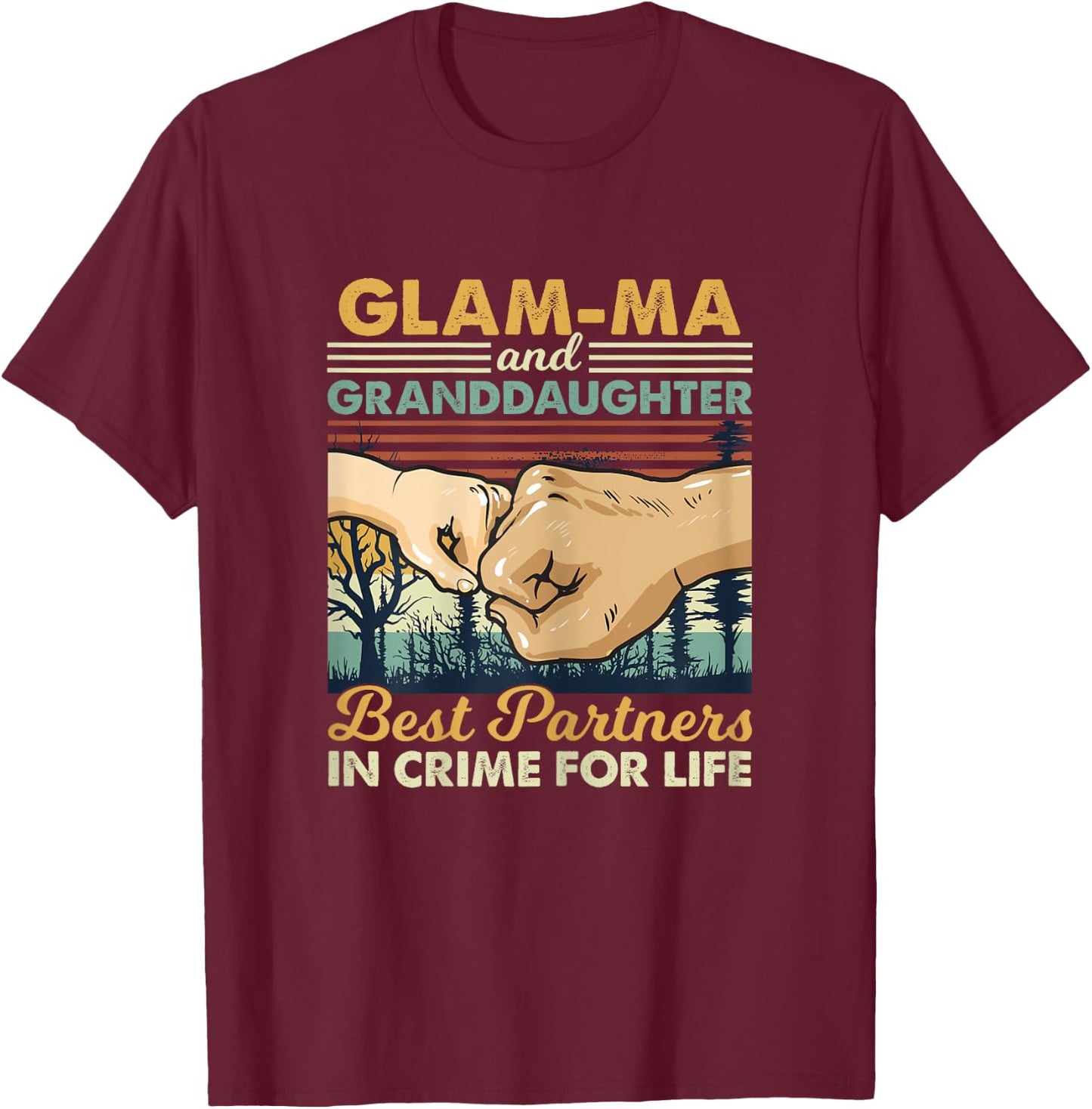 Glam ma and Granddaughter Partner In Crime Fist Bump T-Shirt - T-Shirt | Maroon