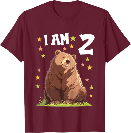 2 Years old 2 birthday Bears Boy Girl Bear T-Shirt - T-Shirt | Maroon