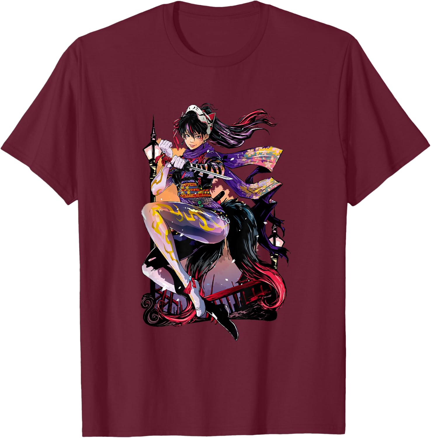 Bandai Namco Entertainment Inc. TEKKEN7 KUNIMITSU 002 , Small, Black T-Shirt - T-Shirt | Maroon
