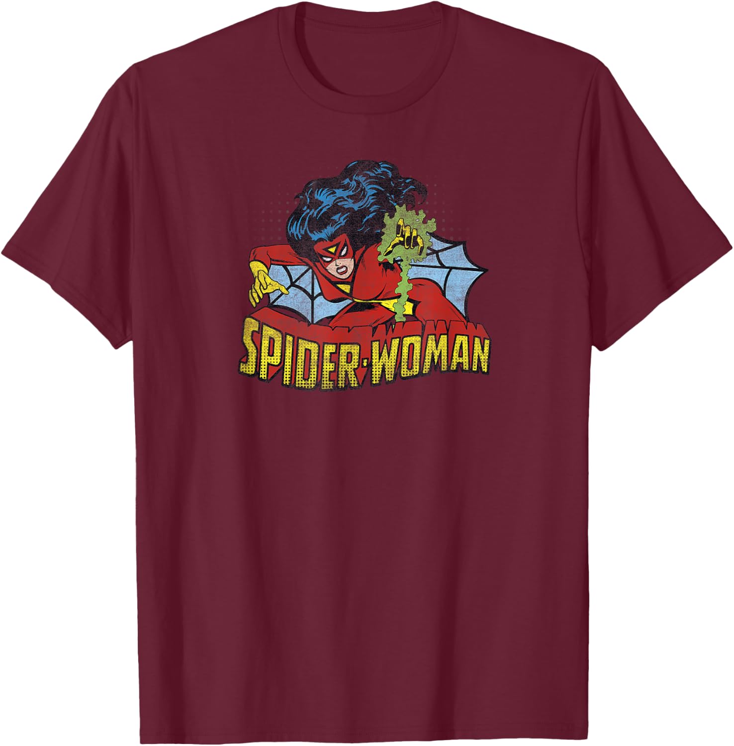 Marvel Comics Retro Distressed Spider-Woman Vintage T-Shirt - T-Shirt | Maroon