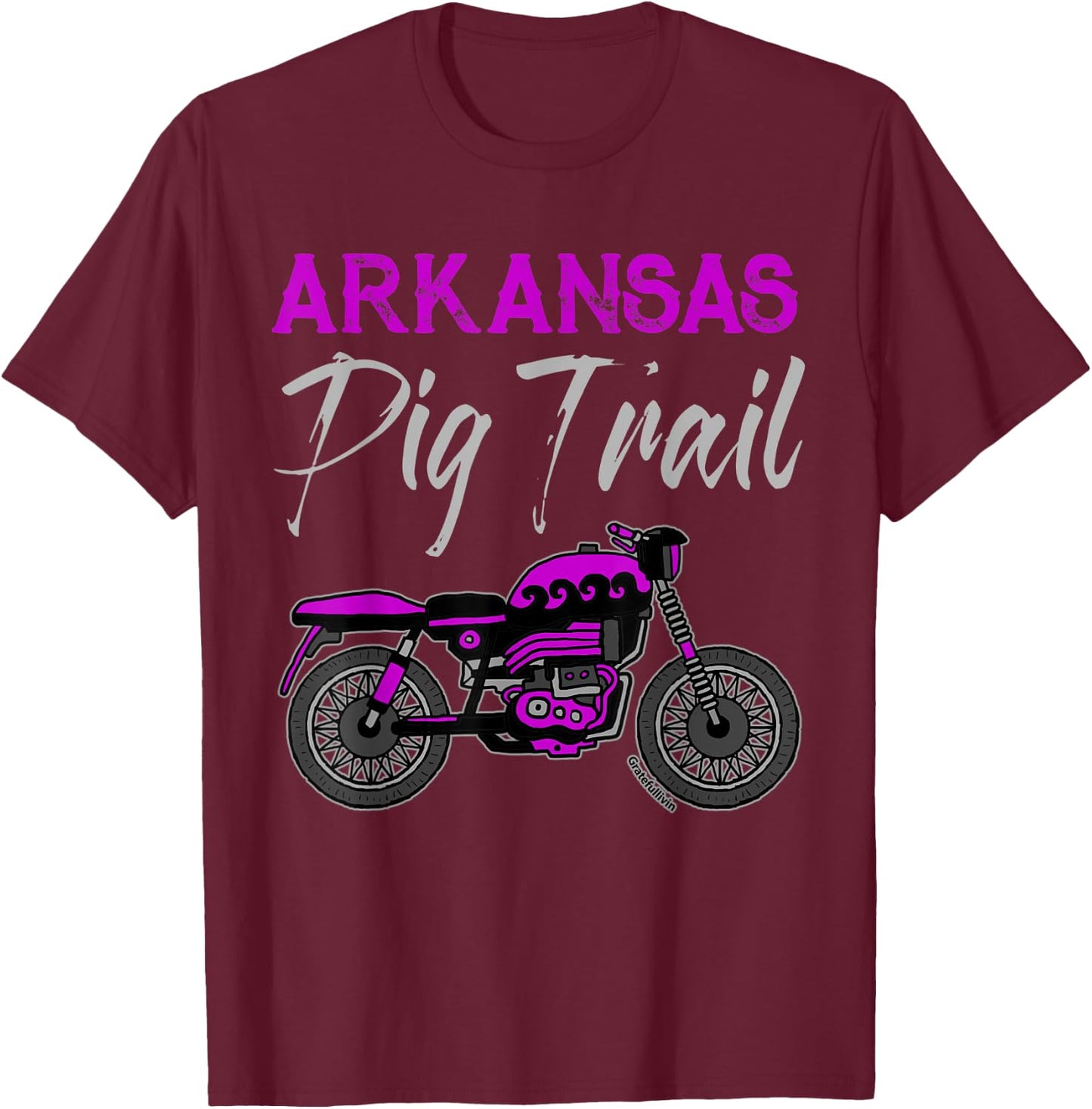 Arkansas Ozark Pig Trail Men Women Motorcycle Biker Gift T-Shirt - T-Shirt | Maroon