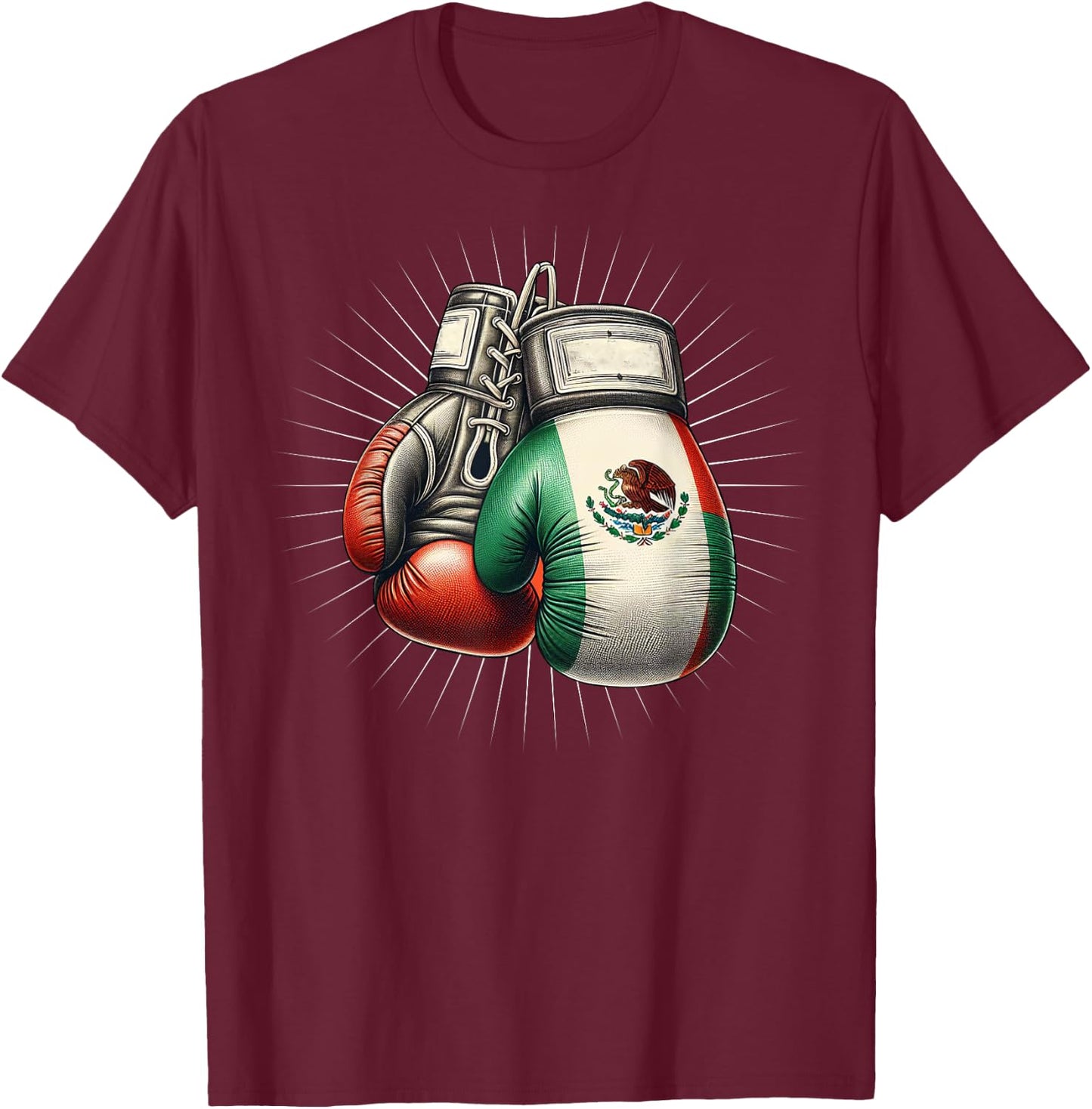 Mexican Vintage Style Boxing flag Mexico Boxing gloves Great T-Shirt - T-Shirt | Maroon