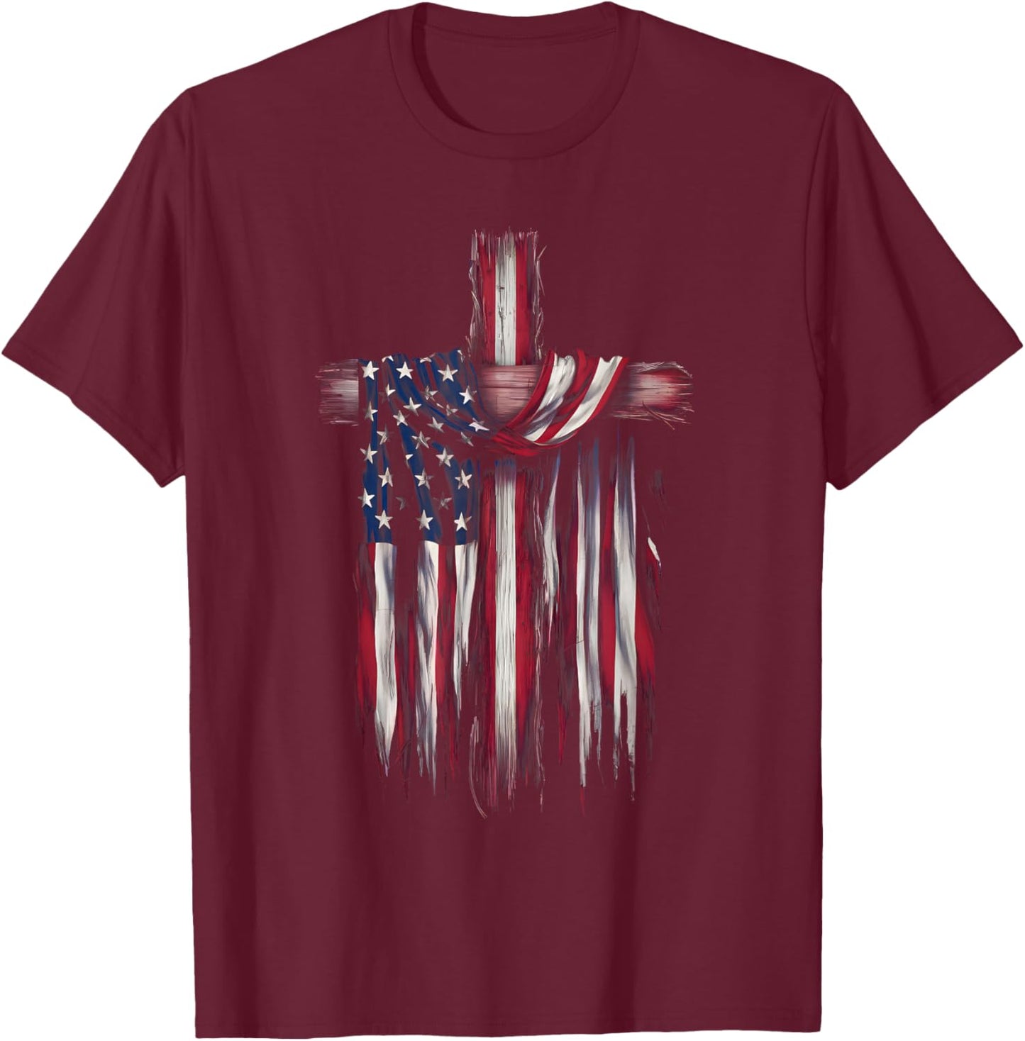 USA Flag Religious Quote 4th of July Christian Faith T-Shirt - T-Shirt | Maroon