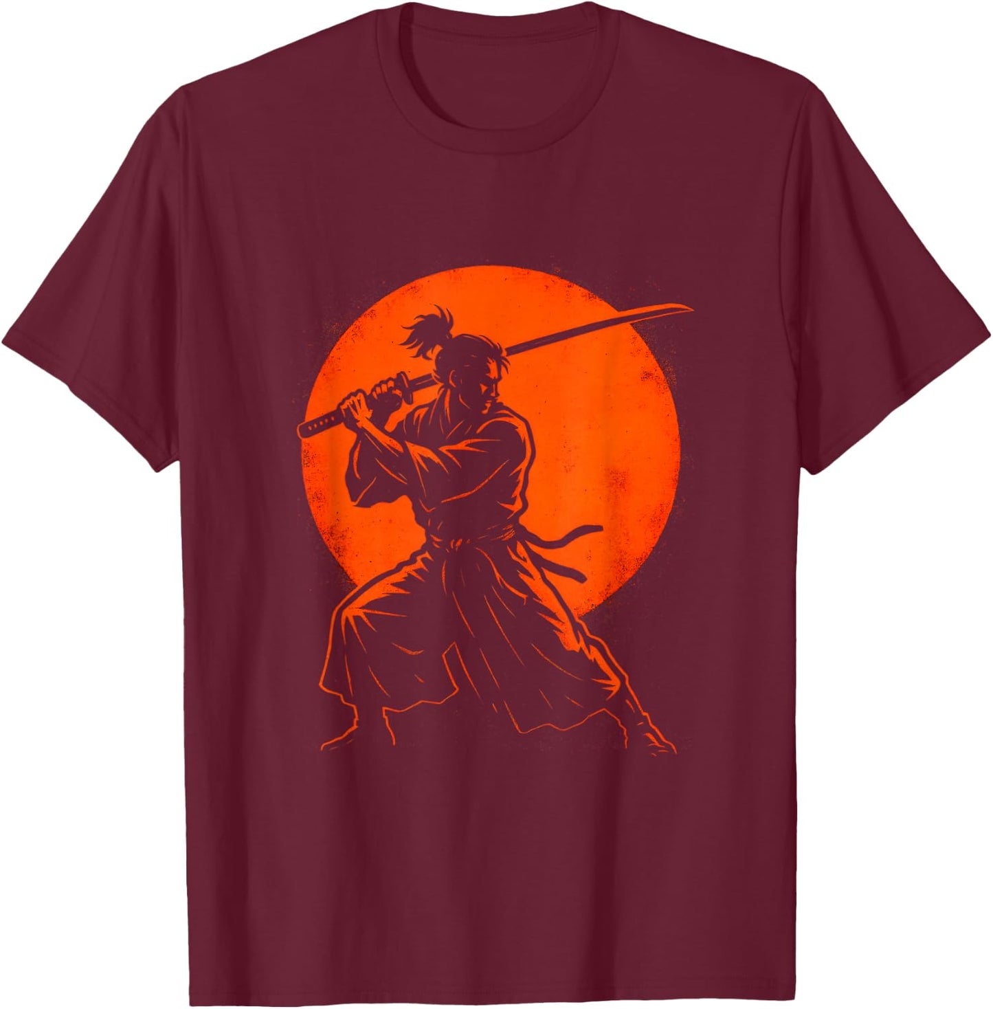 Samurai Warrior - Vintage Japanese Retro Art T-Shirt - T-Shirt | Maroon