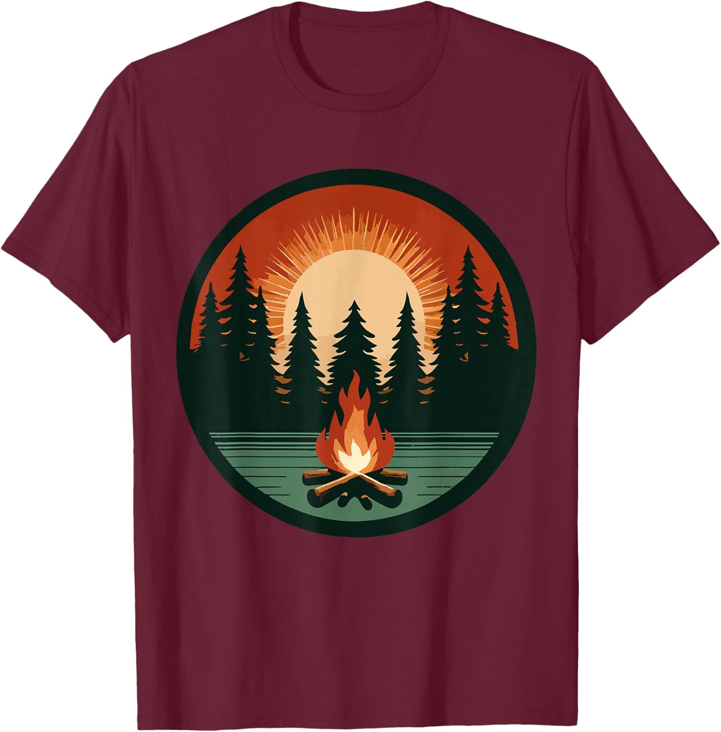 Retro Vintage Campfire Camping Camper Outdoor Camp Men Women T-Shirt - T-Shirt | Maroon