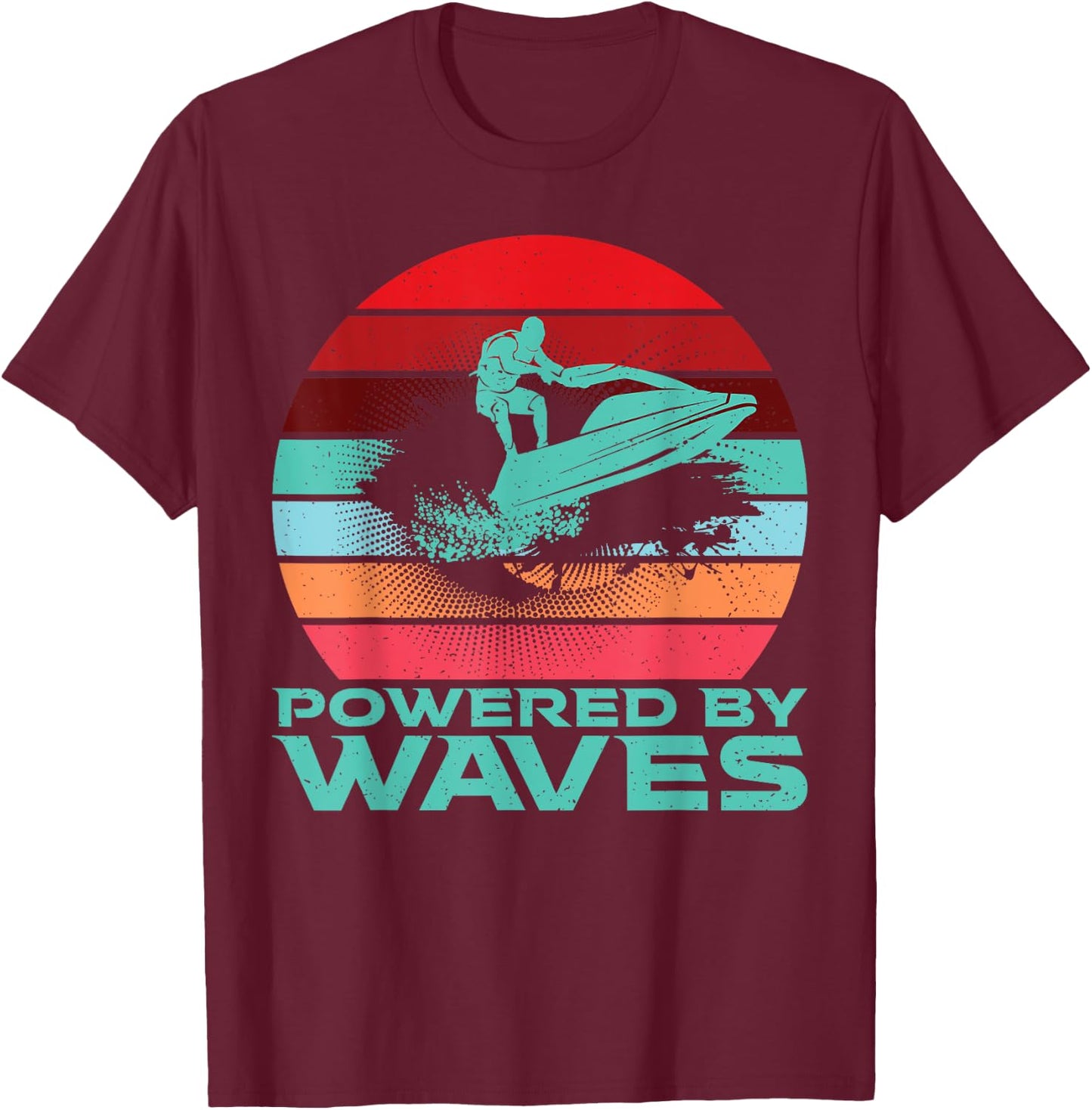 Powered by Waves Jetski T-Shirt - T-Shirt | Maroon