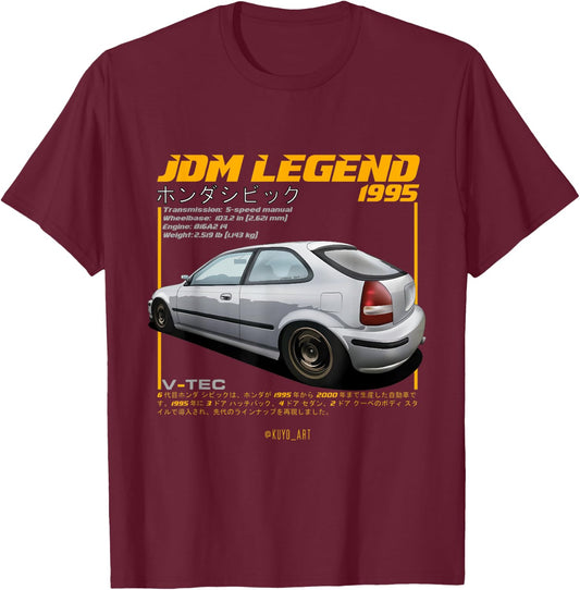 Civic EK 1995 Type R Japanese Car T-Shirt - T-Shirt | Maroon