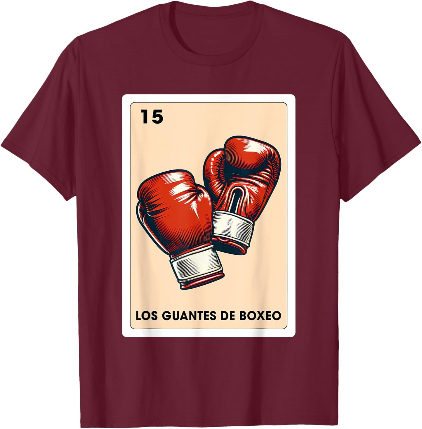 Mexican Boxing Lover Los Guantes De Boxeo Mexican Bingo Card T-Shirt - T-Shirt | Maroon