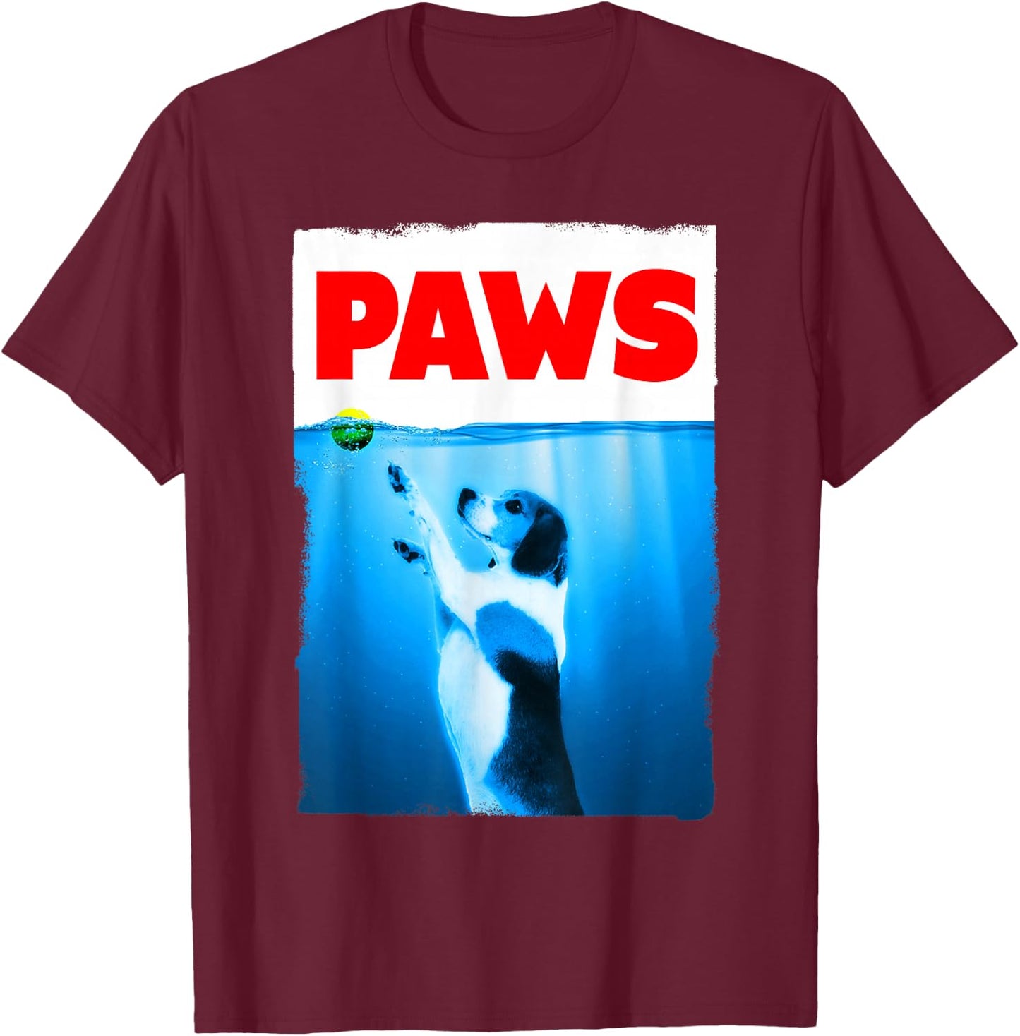 Paws Dog Parody Tennis Ball T-Shirt - T-Shirt | Maroon