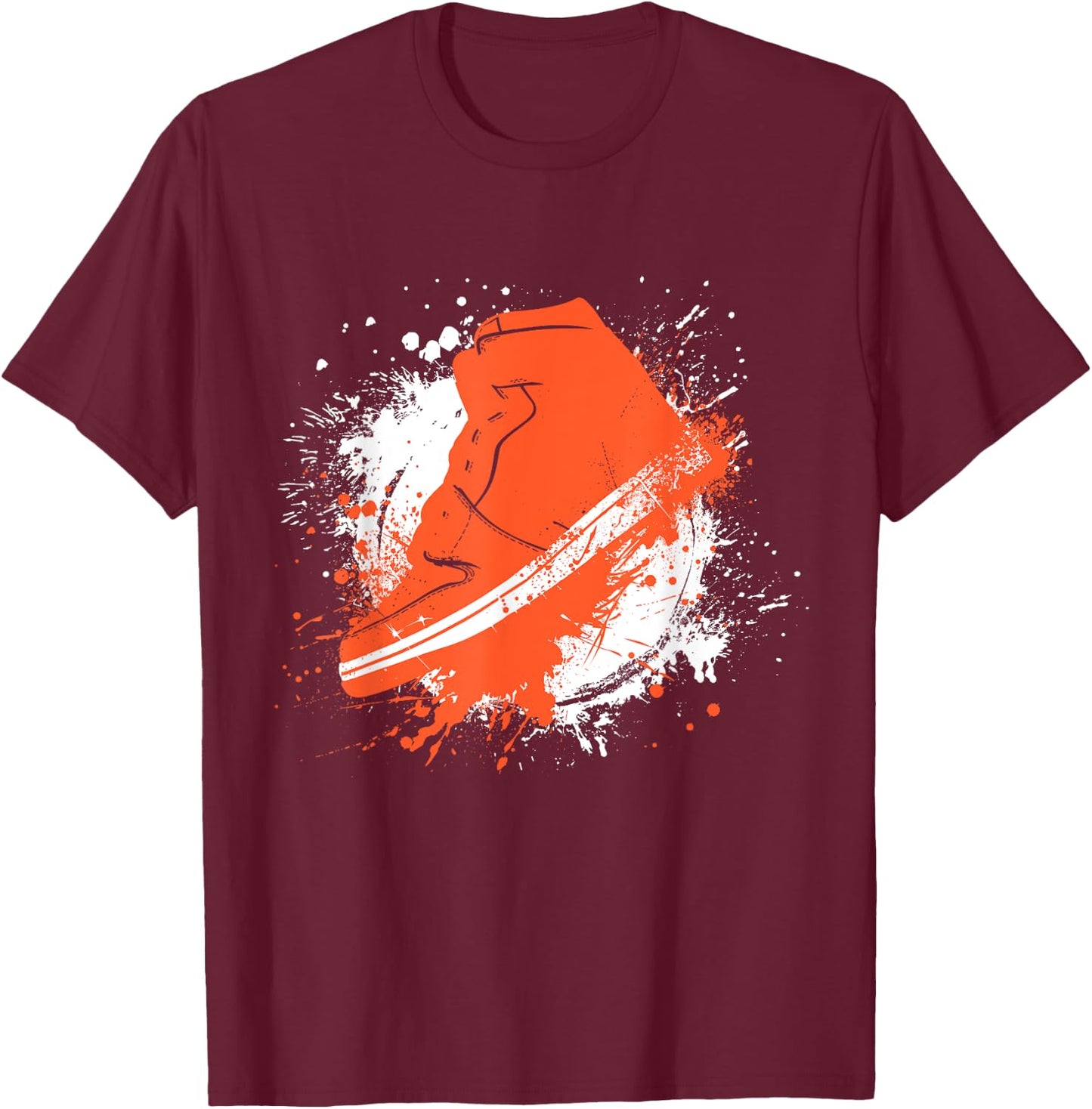 Army Green with Solar Orange Sneaker Graphic T-Shirt - T-Shirt | Maroon