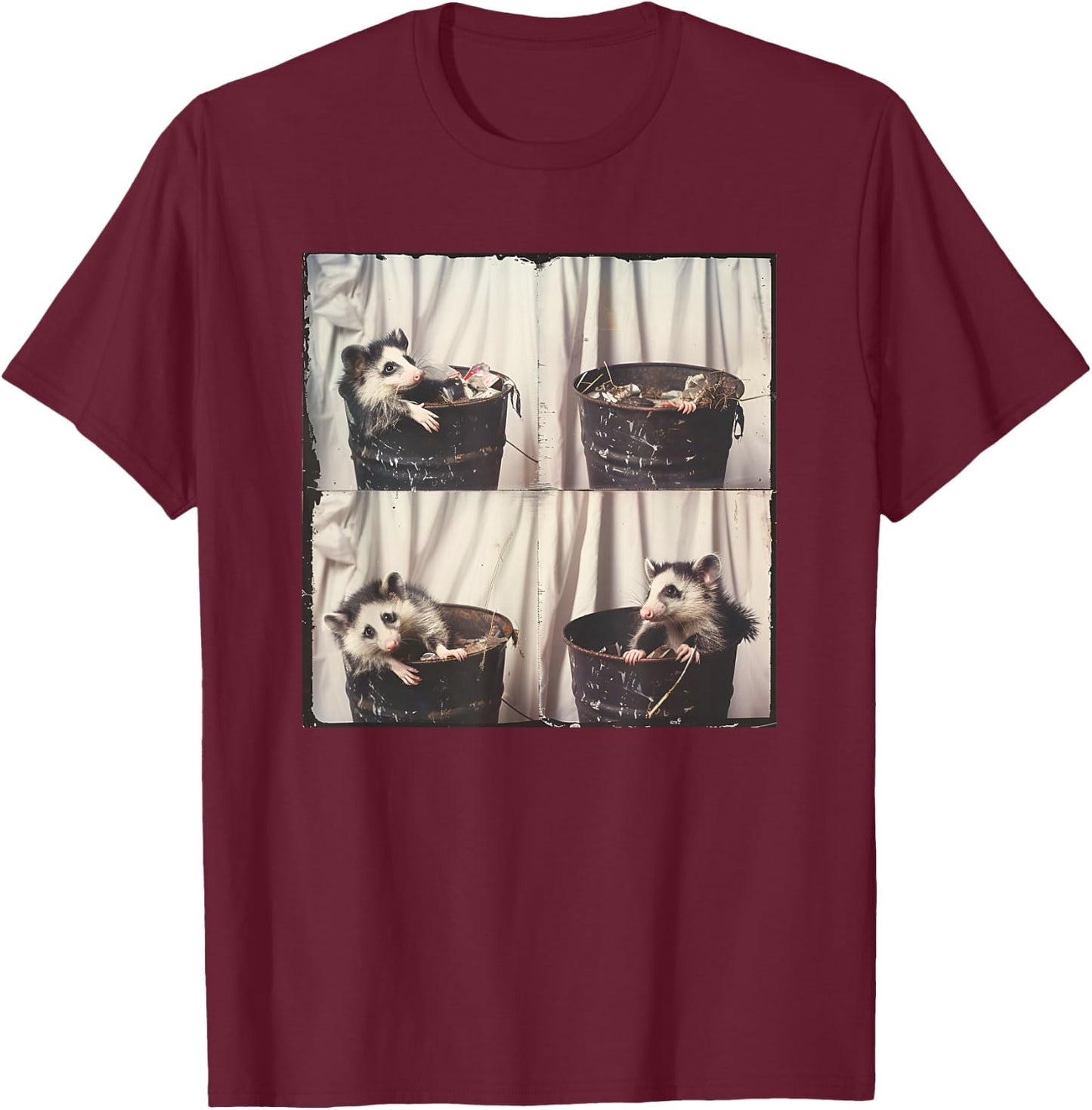 Weird Possum Photo Trashcan Possum Funny Animal Photobooth T-Shirt - T-Shirt | Maroon