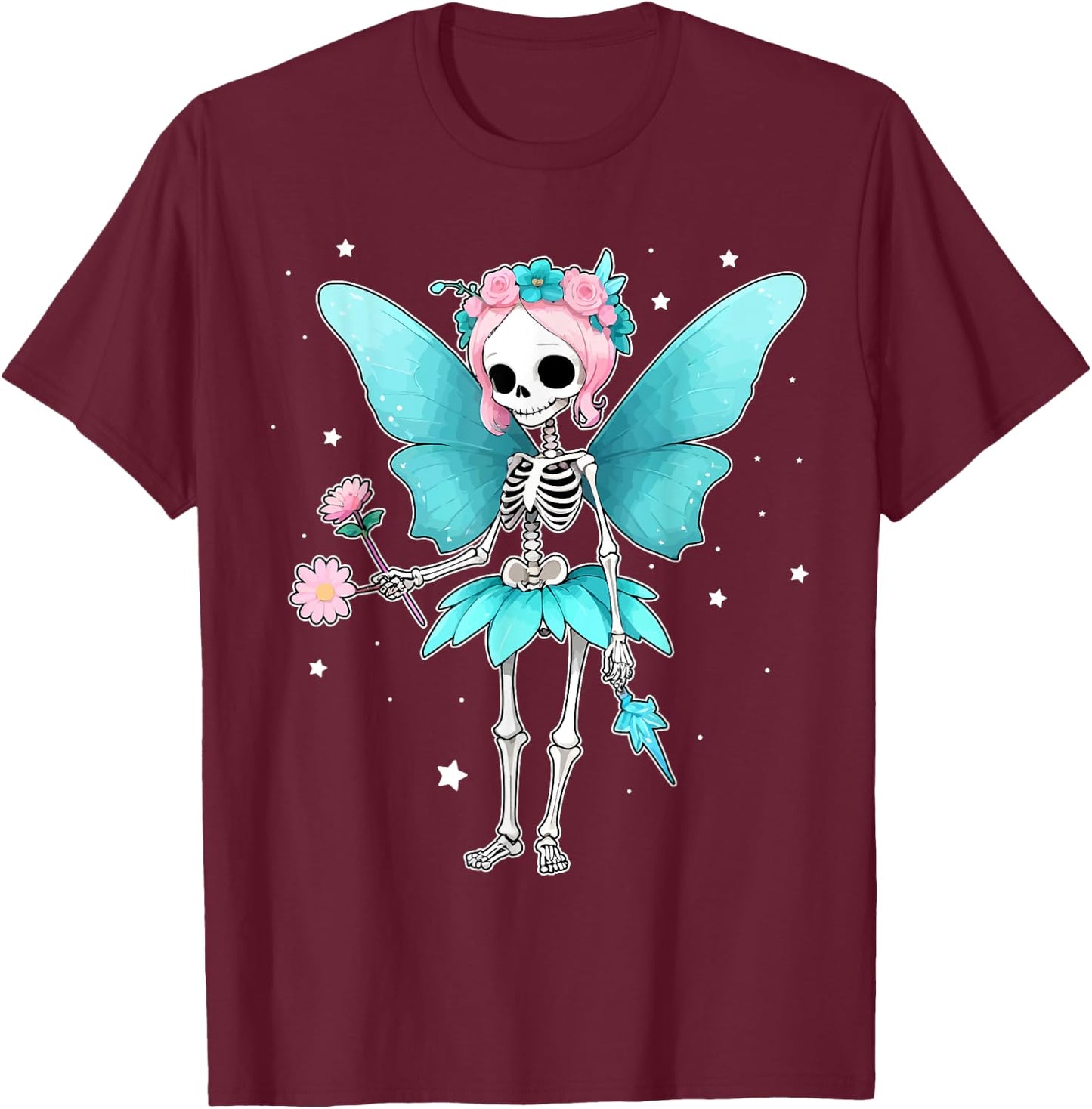 Fairy Skeleton Enchanted Gothic T-Shirt - T-Shirt | Maroon