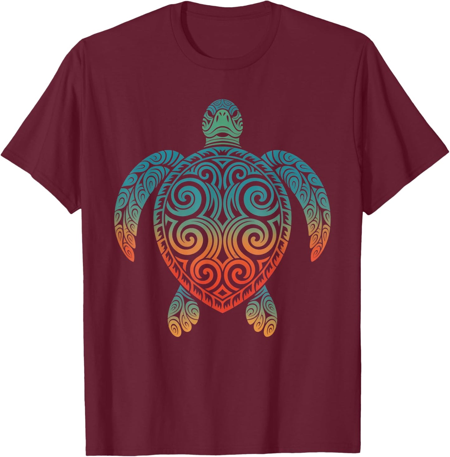 Tribal Tattoo Hawaiian Maori Sun Sea Turtle T-Shirt - T-Shirt | Maroon