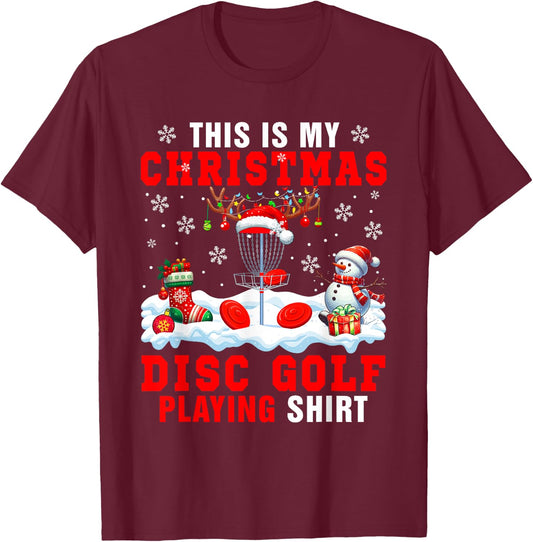 My Christmas Disc Golf Playing Shirt Santa Equipment Player T-Shirt - T-Shirt | Maroon