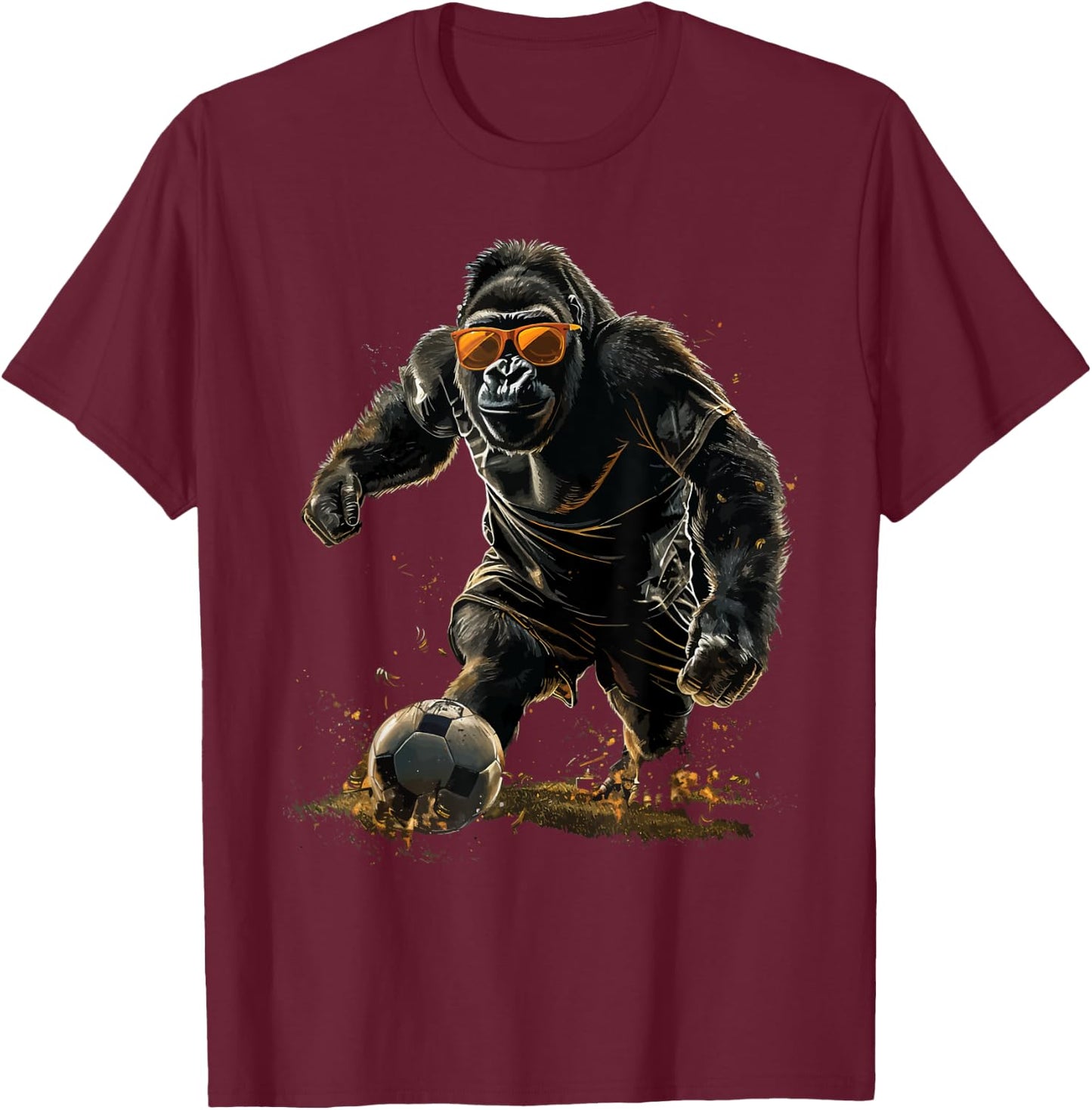 Gorilla Soccer Football T-Shirt - T-Shirt | Maroon