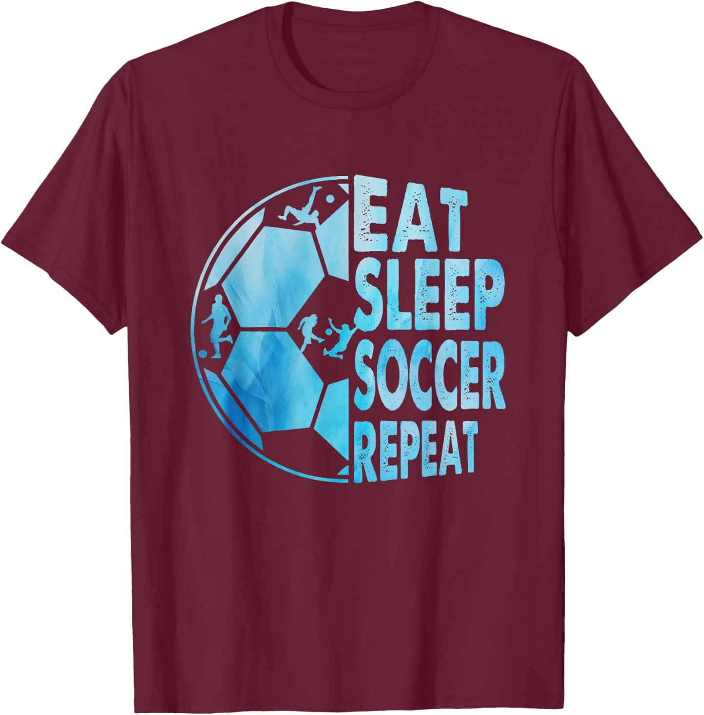 Eat Sleep Soccer Repeat For Youth Girls Kids Boys Purple T-Shirt - T-Shirt | Maroon