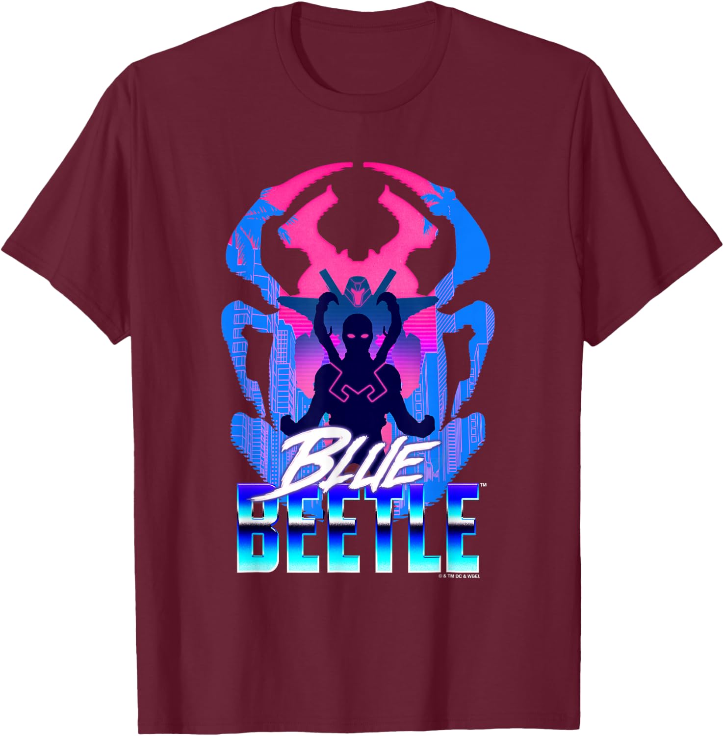 Blue Beetle Movie Silhouette T-Shirt - T-Shirt | Maroon