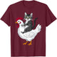 Funny Cat on a Chicken Lover T-Shirt - T-Shirt | Maroon