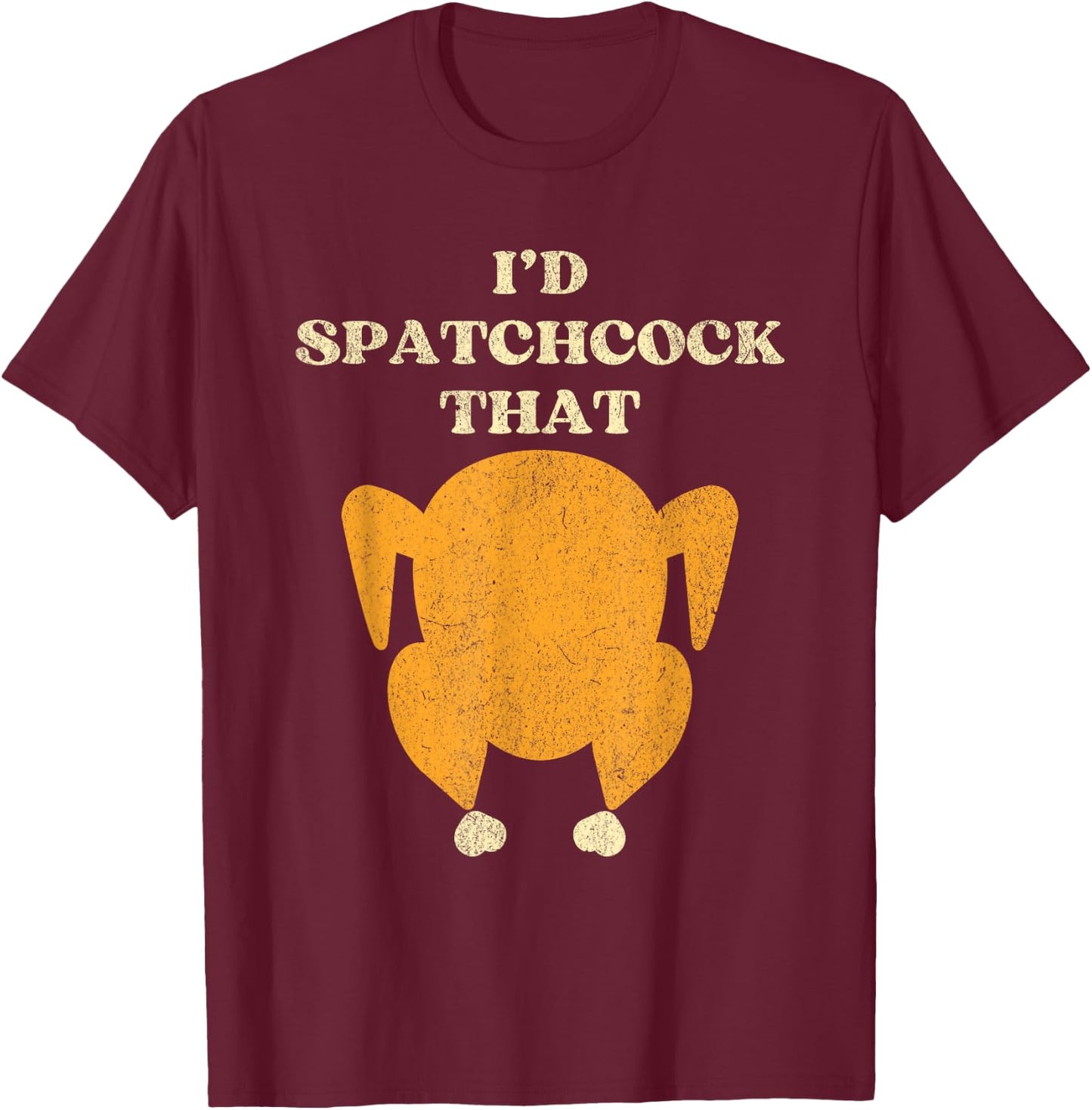 Thanksgiving Spatchcock Turkey Grilling on BBQ Grill T-Shirt - T-Shirt | Maroon