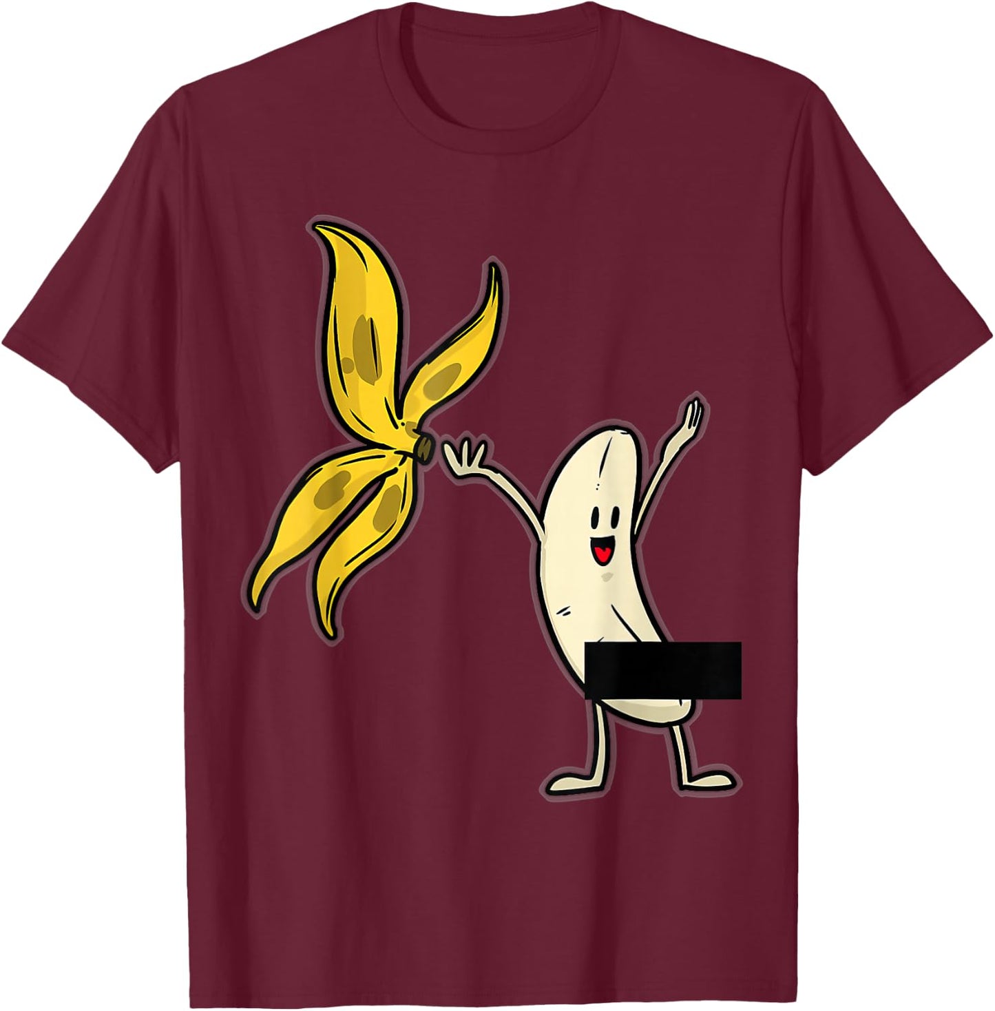 Banana Striptease Censored Naked Funny Adult T-Shirt - T-Shirt | Maroon