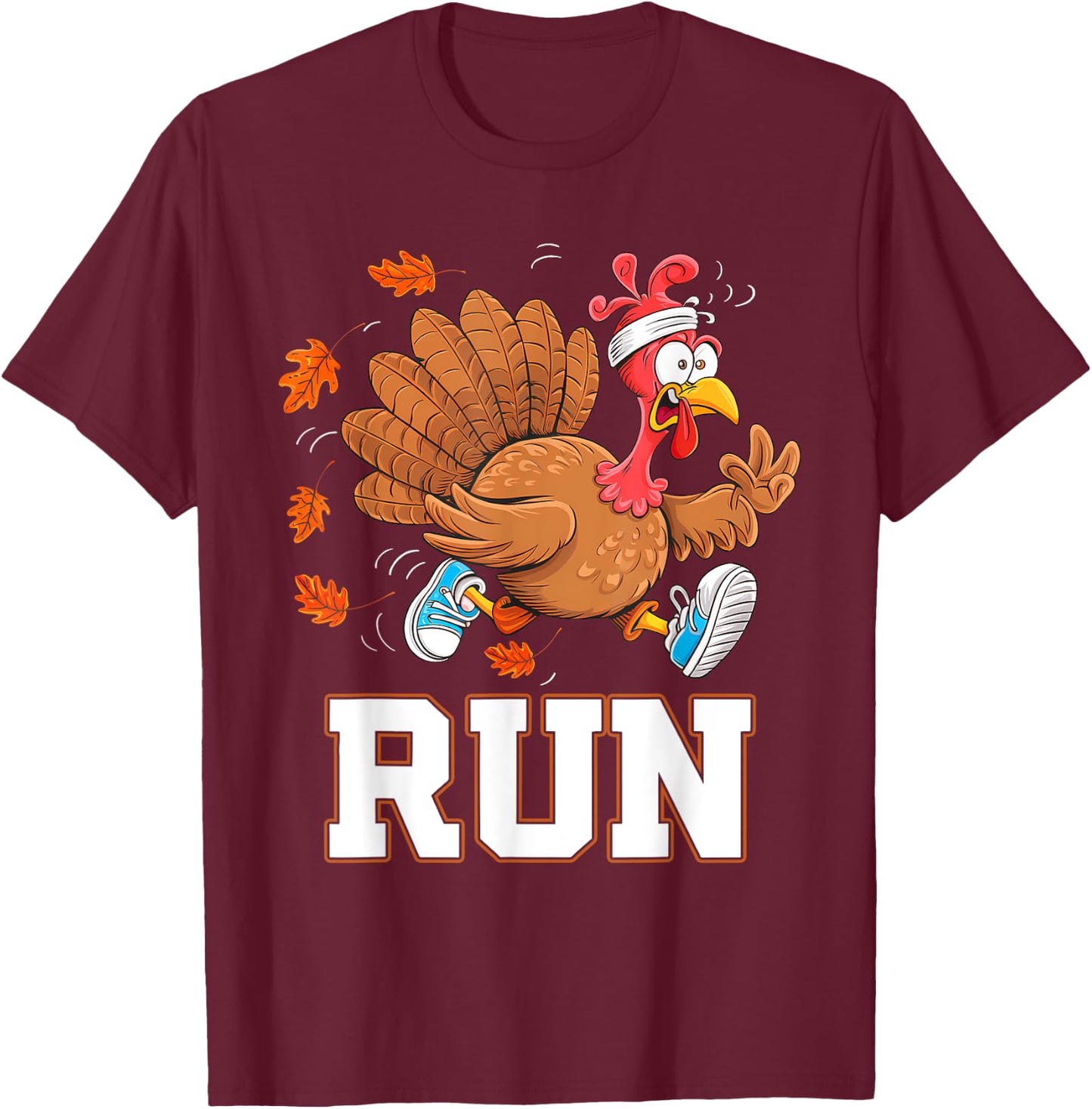 Turkey Run Thanksgiving Running Turkey Trot Costume T-Shirt - T-Shirt | Maroon