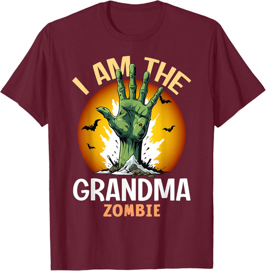 Halloween Matching Grandma Zombie Costume T-Shirt - T-Shirt | Maroon