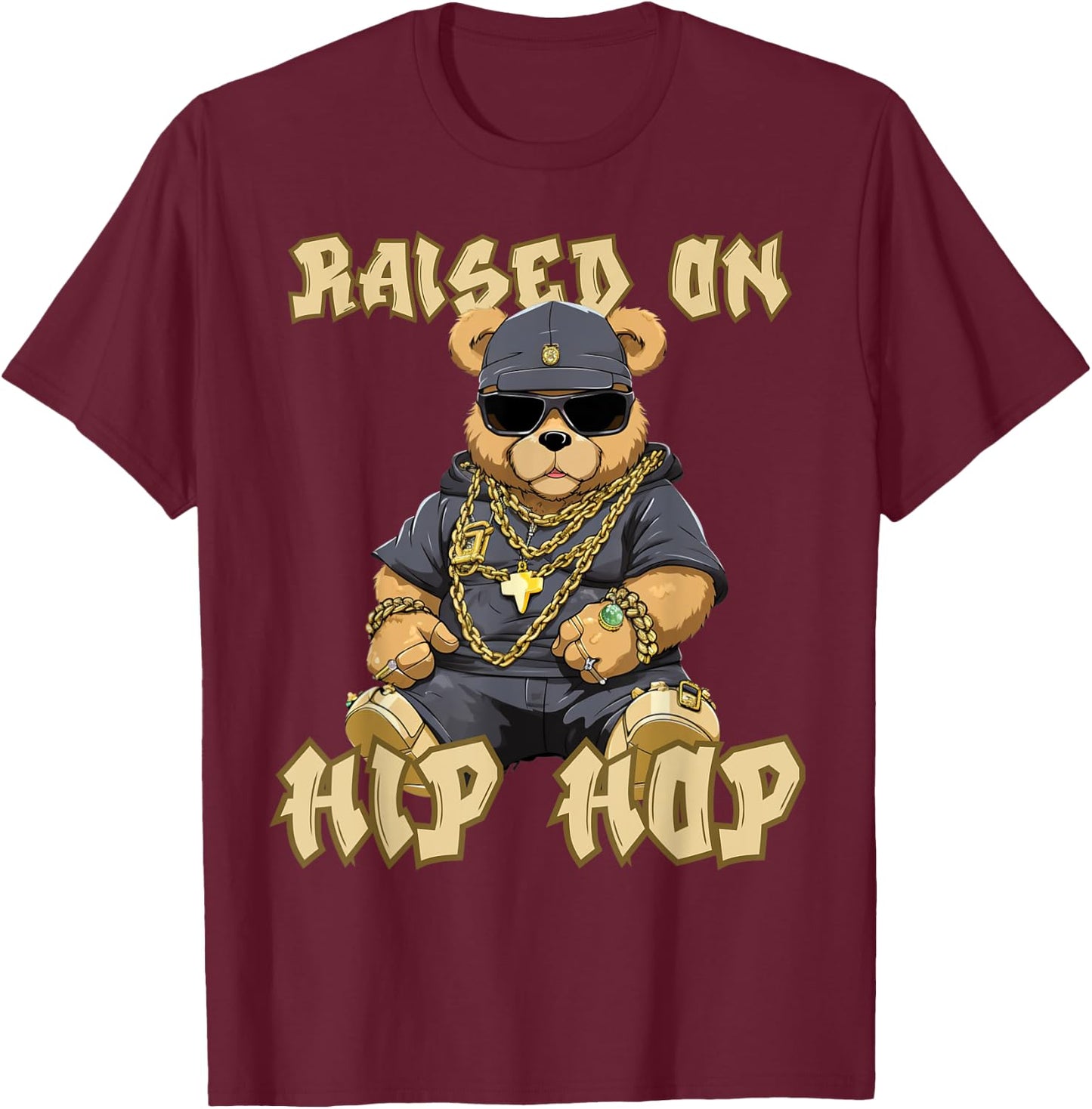 Hip Hop Teddy Bear Celebrating Hip Hop T-Shirt - T-Shirt | Maroon