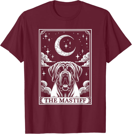 Tarot Card Vintage Crescent Moon English Mastiff Dog Mom T-Shirt - T-Shirt | Maroon