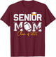 Senior Mom Class of 2025 Proud Mom of Graduate Football Mom T-Shirt - T-Shirt | Maroon