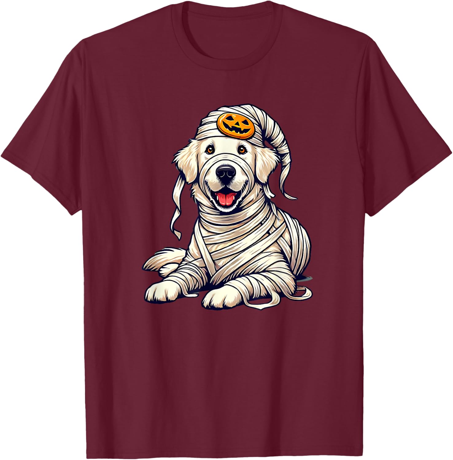 Halloween English Cream Golden Retriever Dog Cute Puppy T-Shirt - T-Shirt | Maroon
