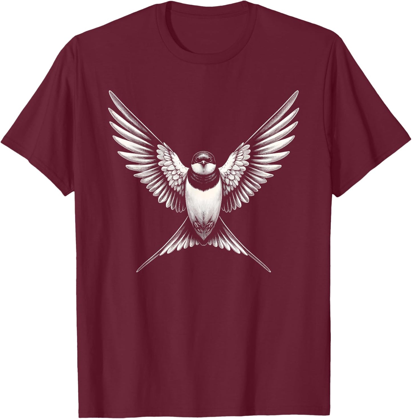Swallow Bird Graphic Art Design T-Shirt - T-Shirt | Maroon