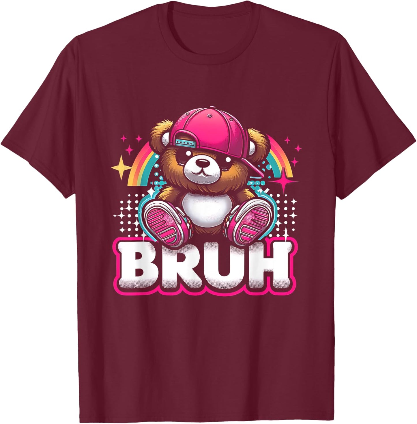 Hip Hop Teddy Bear Bruh Meme Saying Teen Humor T-Shirt - T-Shirt | Maroon