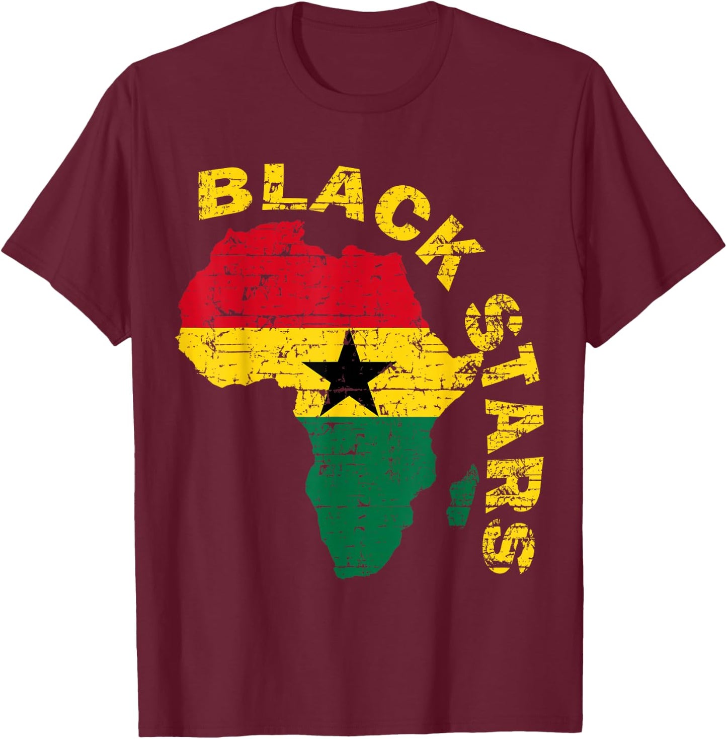 Blackstars of Ghana African soccer T-Shirt - T-Shirt | Maroon
