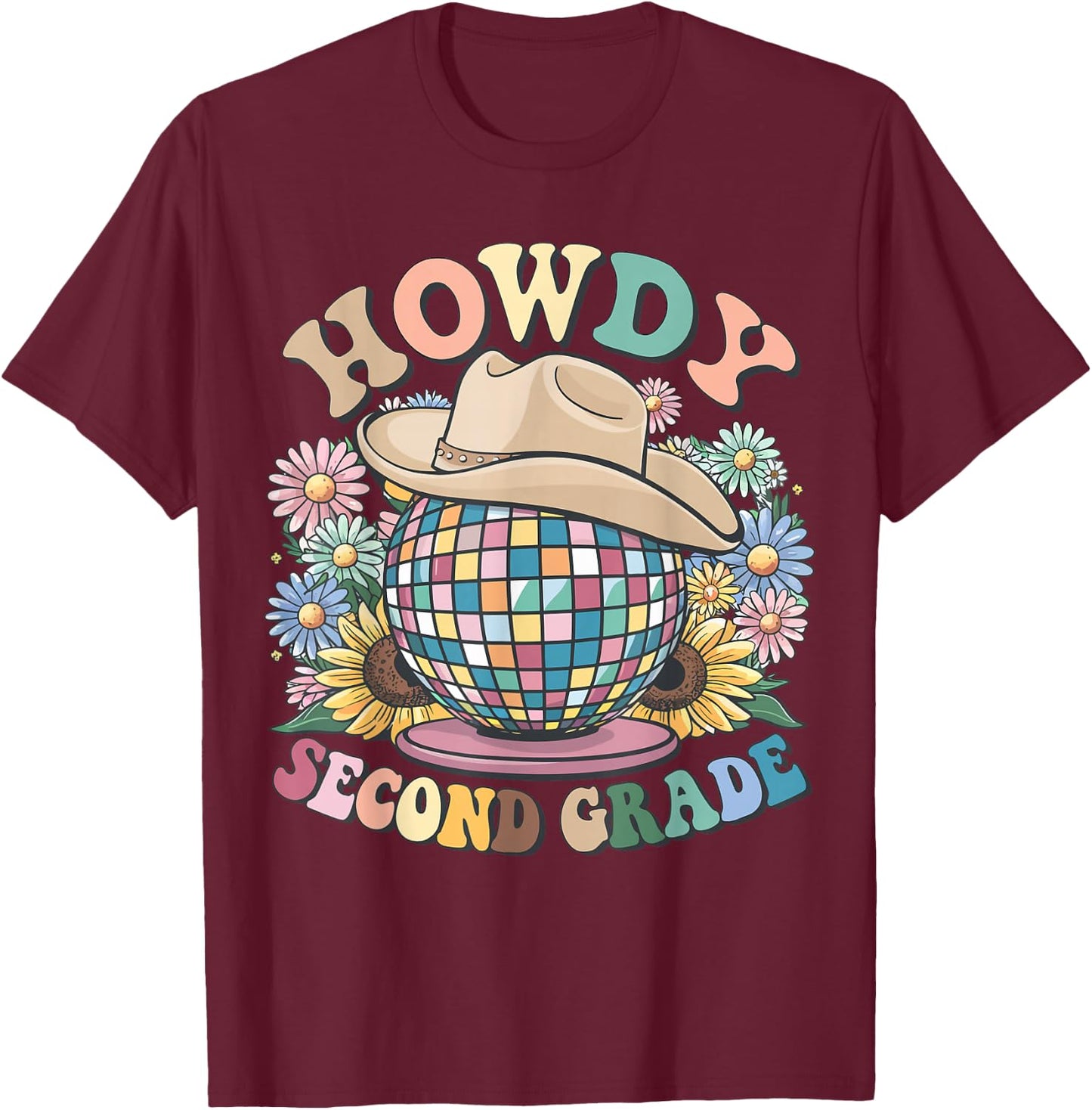 Howdy Second Grade Cowgirl Western 2nd Grade Back to School T-Shirt - T-Shirt | Maroon