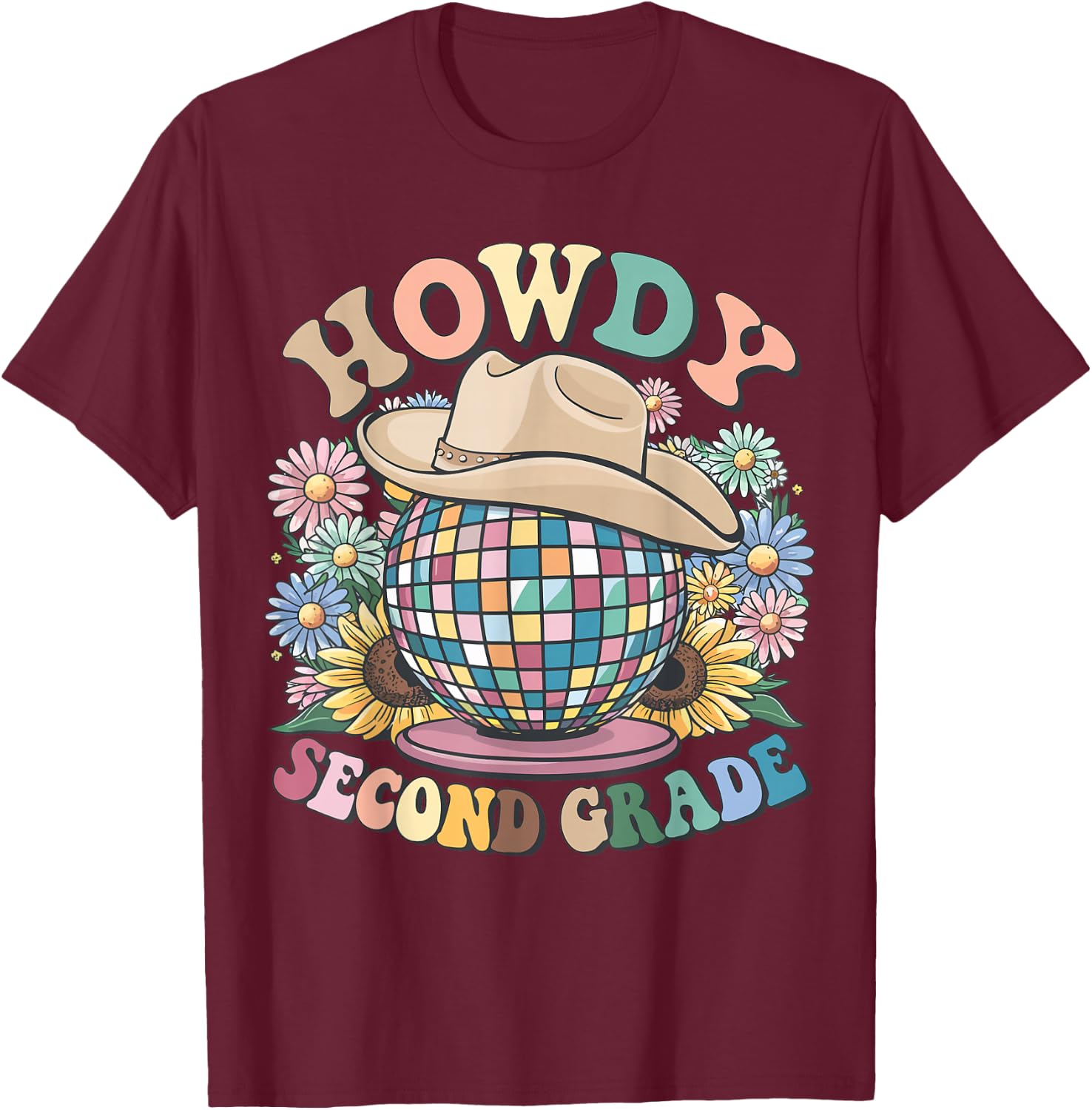 Howdy Second Grade Cowgirl Western 2nd Grade Back to School T-Shirt - T-Shirt | Maroon
