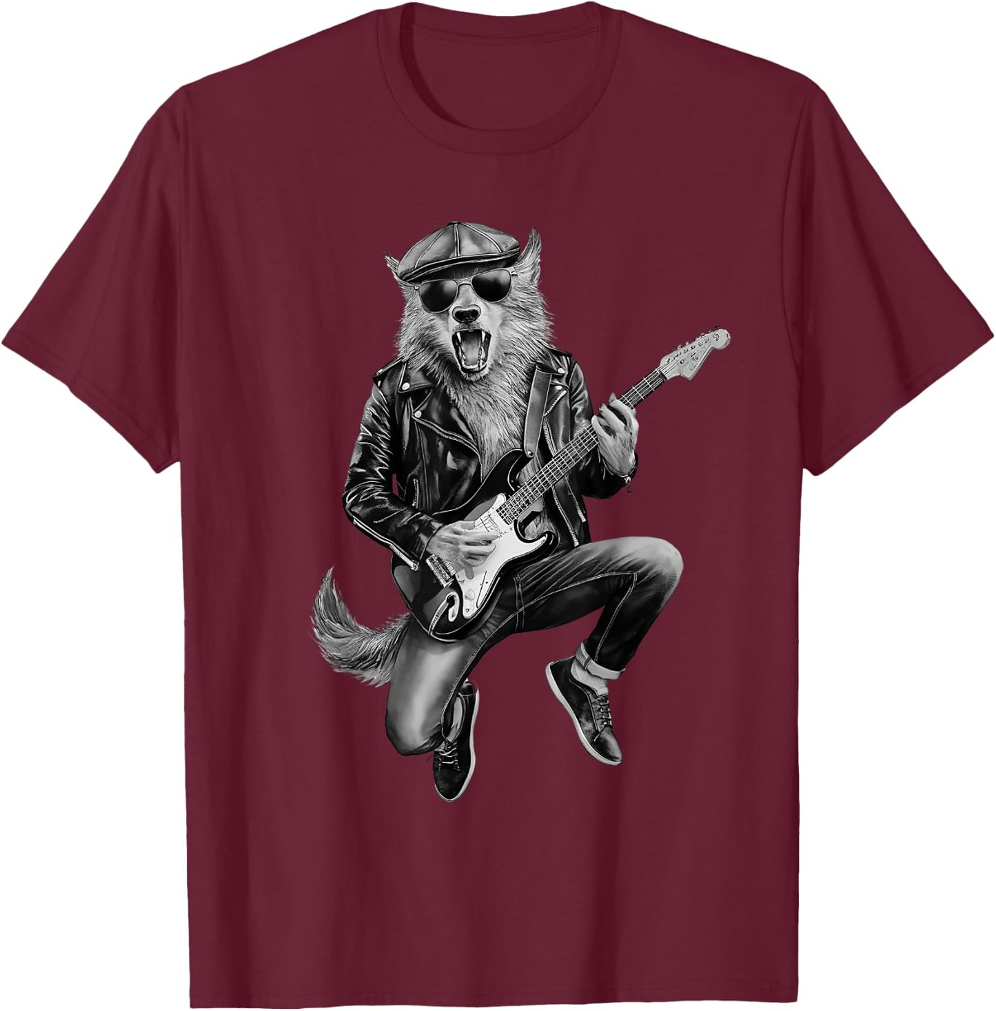 Werewolf Playing Guitar music classic Rocker T-Shirt - T-Shirt | Maroon