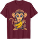 Banana Monkey Animal Art Drawing Cute Monkey Wildlife T-Shirt - T-Shirt | Maroon